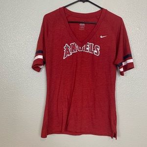 Nike Angels Baseball V Neck Tee Large Red